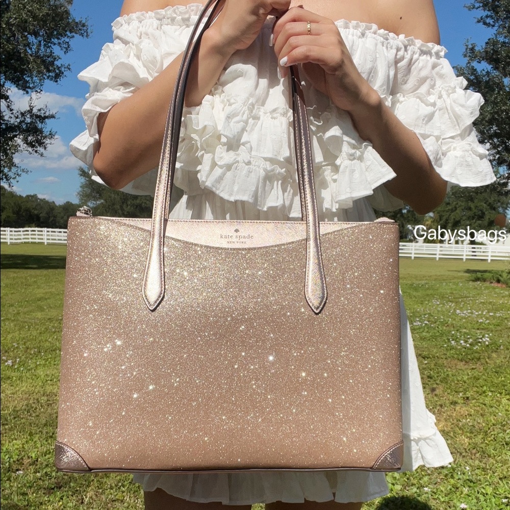 Kate Spade Top Zip Tote Shoulder Bag Glitter - Picture 1 of 8